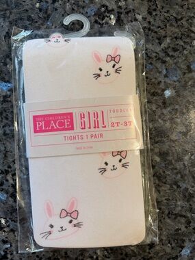 The Children's Place Girl Bunny Print Tights - White & Pink